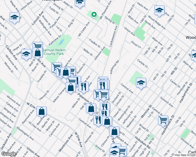 map of restaurants, bars, coffee shops, grocery stores, and more near 52 Van Dyke Street in Wallington