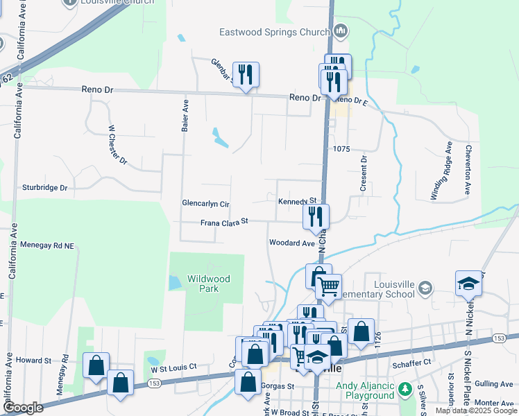 map of restaurants, bars, coffee shops, grocery stores, and more near 272 Kennedy Street in Louisville