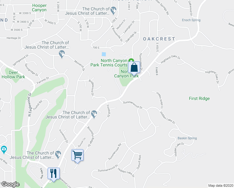 map of restaurants, bars, coffee shops, grocery stores, and more near 4040 Glade Hollow Way in Bountiful