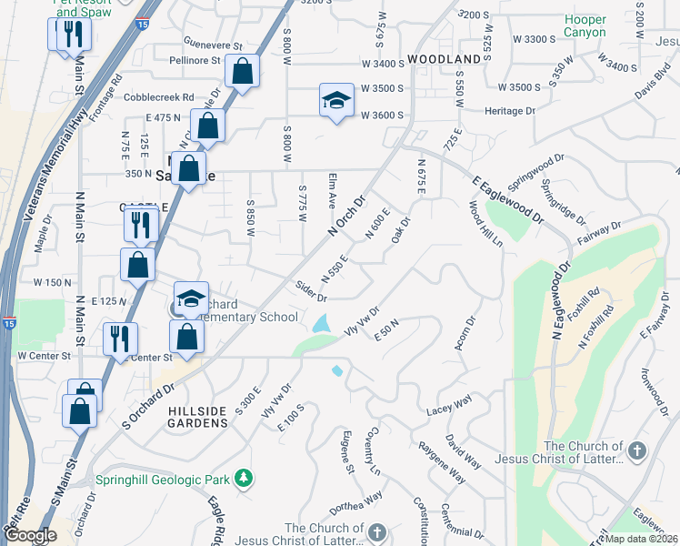 map of restaurants, bars, coffee shops, grocery stores, and more near 553 East 175 North in North Salt Lake