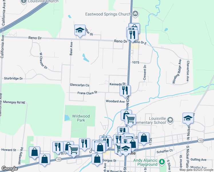 map of restaurants, bars, coffee shops, grocery stores, and more near 272 Kennedy Street in Louisville