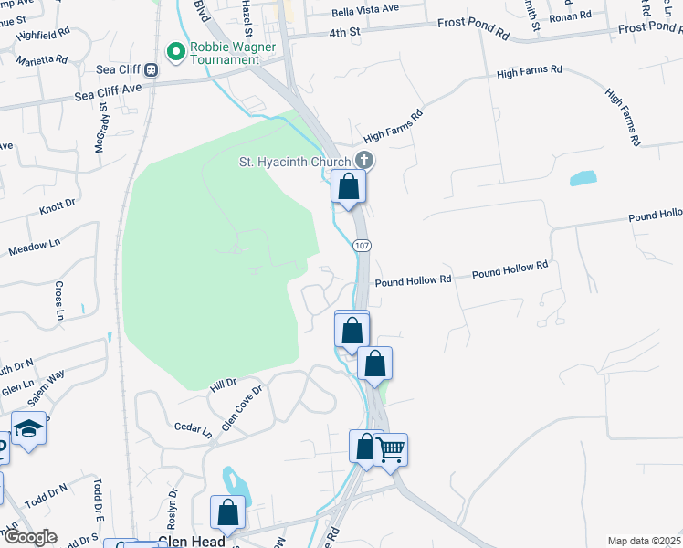 map of restaurants, bars, coffee shops, grocery stores, and more near 27 The Circle in Glen Head