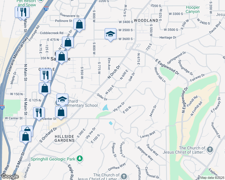 map of restaurants, bars, coffee shops, grocery stores, and more near 553 East 175 North in North Salt Lake