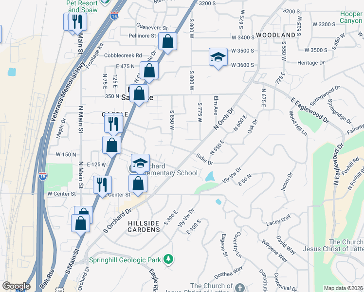 map of restaurants, bars, coffee shops, grocery stores, and more near 816 West 4100 South in Bountiful