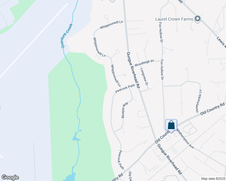 map of restaurants, bars, coffee shops, grocery stores, and more near 10 Peacock Path in East Quogue