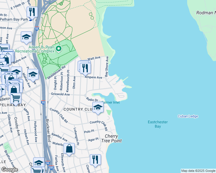 map of restaurants, bars, coffee shops, grocery stores, and more near 3297 Griswold Avenue in Bronx