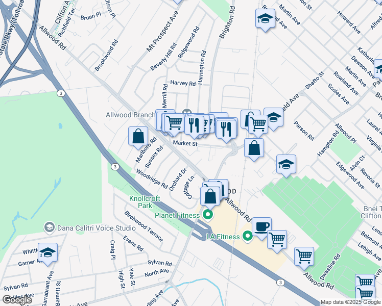 map of restaurants, bars, coffee shops, grocery stores, and more near C2 Garden Court in Clifton