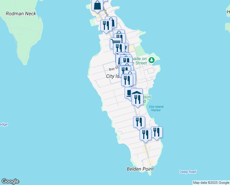 map of restaurants, bars, coffee shops, grocery stores, and more near 254 William Avenue in Bronx