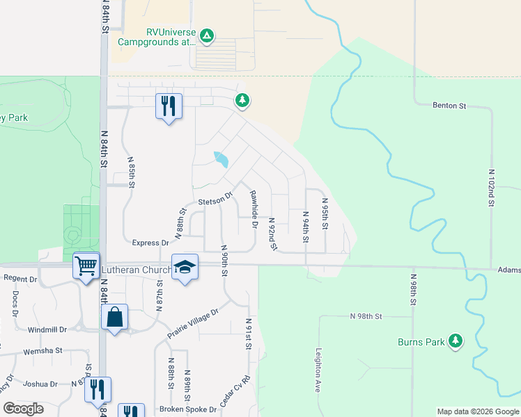 map of restaurants, bars, coffee shops, grocery stores, and more near 3209 North 92nd Street in Lincoln