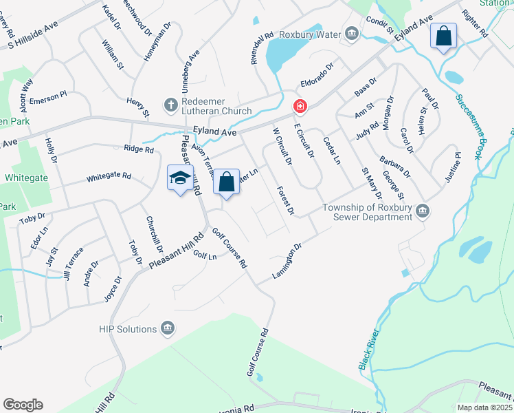 map of restaurants, bars, coffee shops, grocery stores, and more near 8 Brittany Road in Roxbury Township