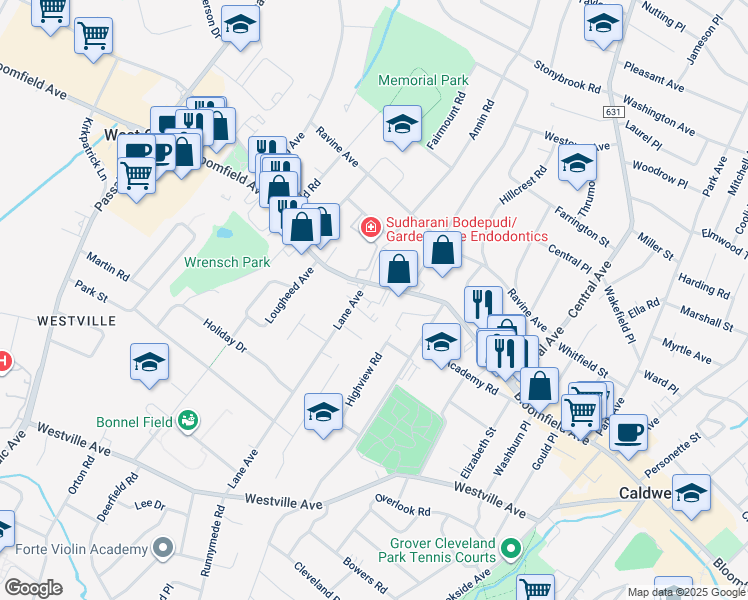 map of restaurants, bars, coffee shops, grocery stores, and more near 4 Lane Avenue in Caldwell