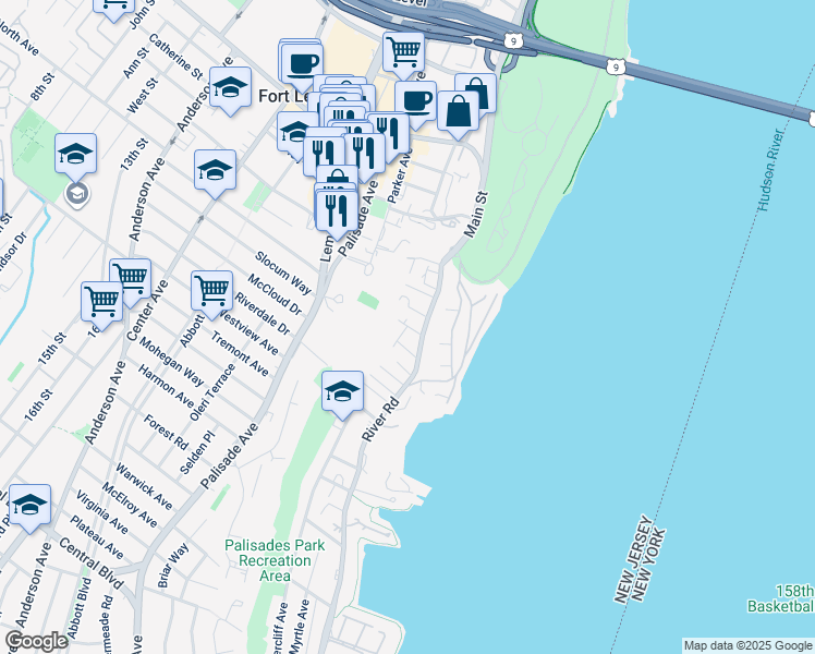 map of restaurants, bars, coffee shops, grocery stores, and more near 922 Undercliff Avenue in Edgewater