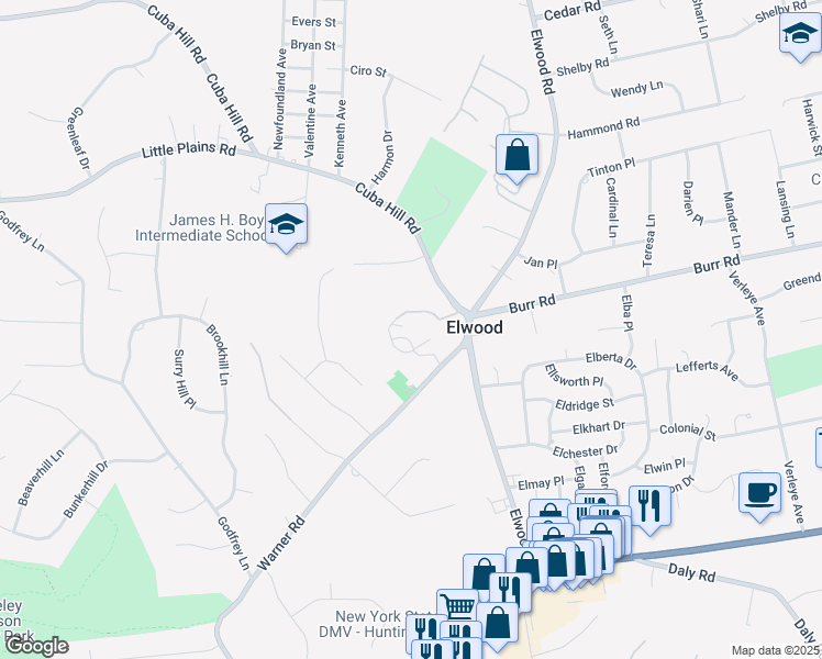 map of restaurants, bars, coffee shops, grocery stores, and more near 350 Cuba Hill Road in Huntington