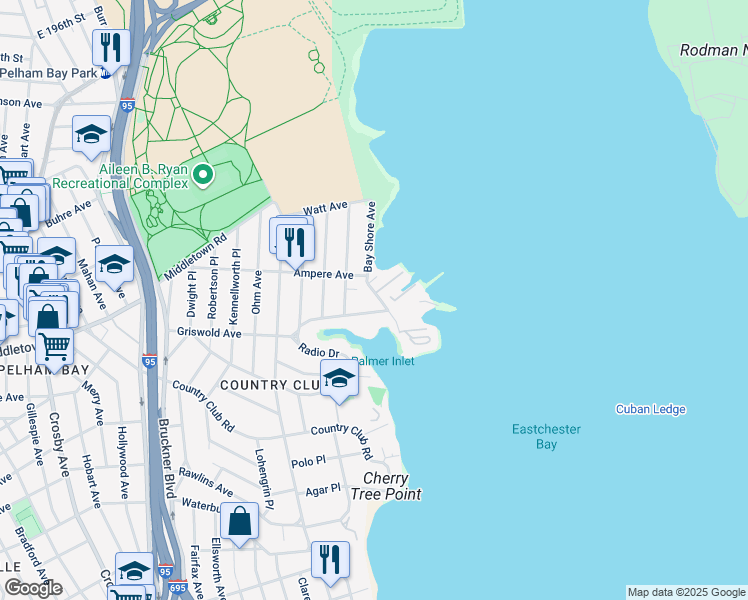 map of restaurants, bars, coffee shops, grocery stores, and more near 3297 Griswold Avenue in Bronx