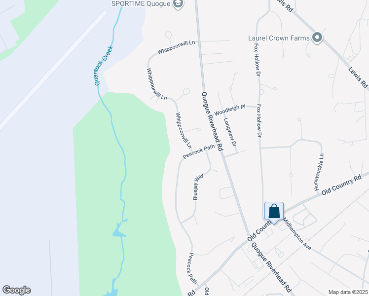 map of restaurants, bars, coffee shops, grocery stores, and more near 10 Peacock Path in East Quogue