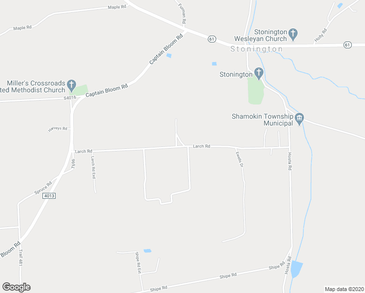 map of restaurants, bars, coffee shops, grocery stores, and more near Larch Road in Sunbury