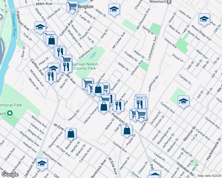 map of restaurants, bars, coffee shops, grocery stores, and more near 2 Roehrs Drive in Wallington