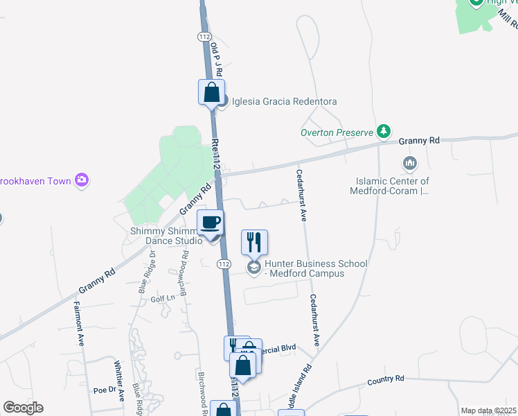 map of restaurants, bars, coffee shops, grocery stores, and more near 206 Centre Court in Medford