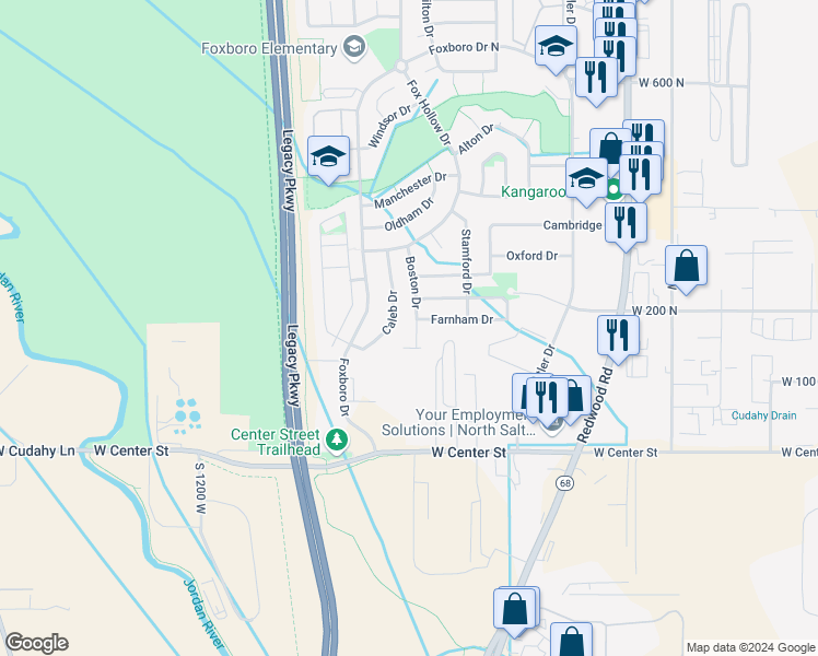 map of restaurants, bars, coffee shops, grocery stores, and more near 211 Boston Drive in North Salt Lake