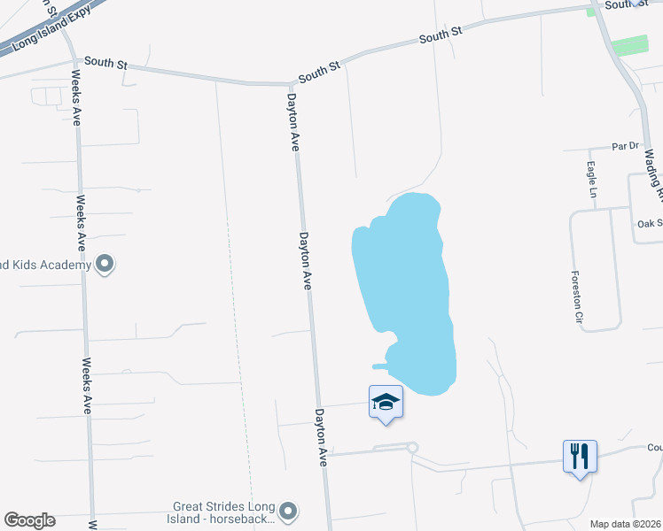 map of restaurants, bars, coffee shops, grocery stores, and more near 63 Dayton Avenue in Manorville