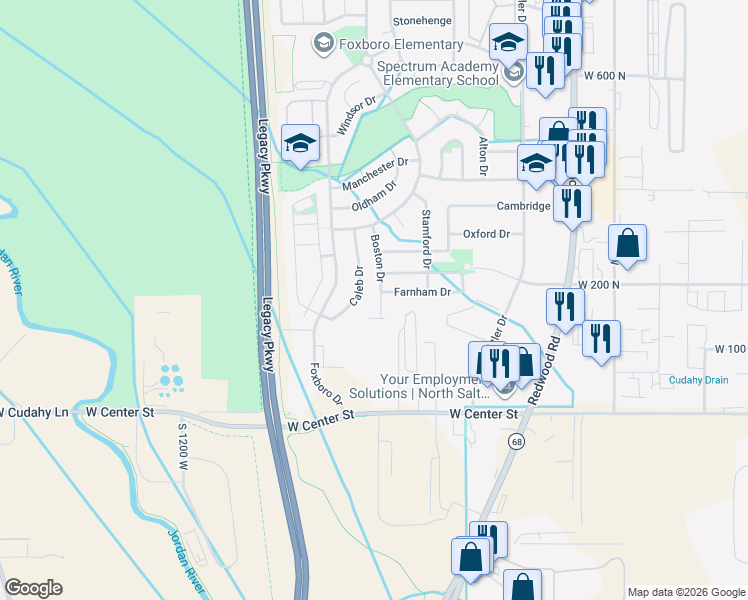 map of restaurants, bars, coffee shops, grocery stores, and more near 211 Boston Drive in North Salt Lake