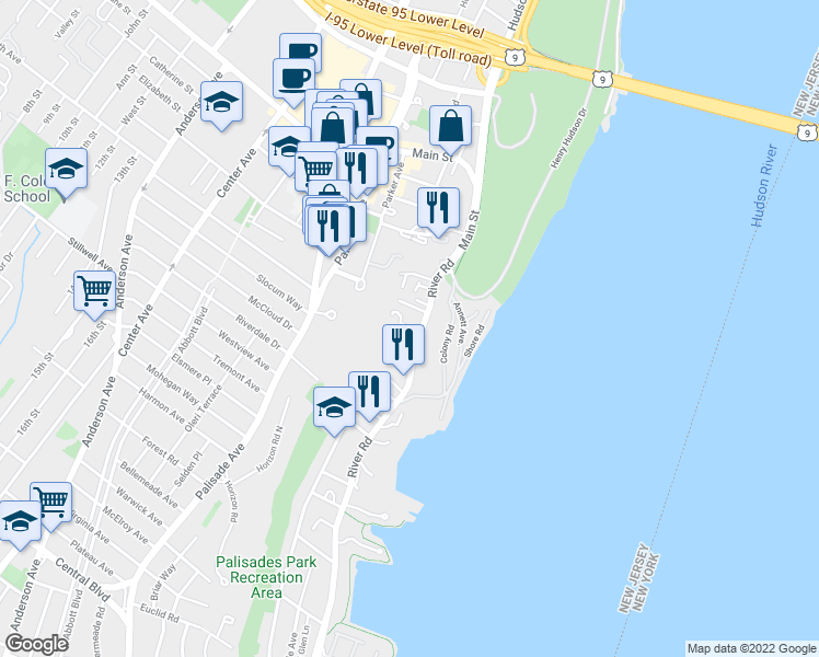 map of restaurants, bars, coffee shops, grocery stores, and more near 922 Undercliff Avenue in Edgewater