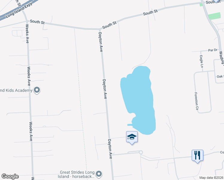 map of restaurants, bars, coffee shops, grocery stores, and more near 63 Dayton Avenue in Manorville