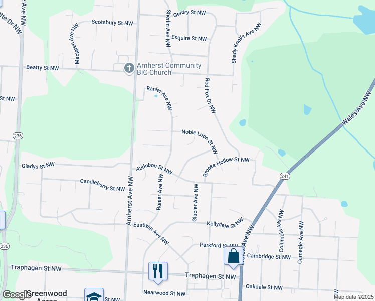 map of restaurants, bars, coffee shops, grocery stores, and more near 4395 Golden Eagle Road Northwest in Massillon