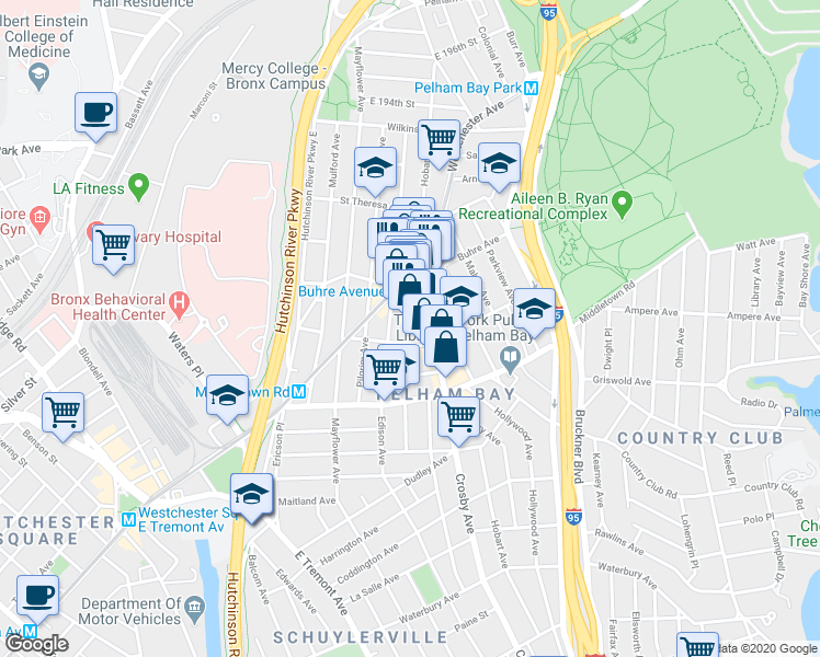 map of restaurants, bars, coffee shops, grocery stores, and more near 1752 Crosby Avenue in The Bronx