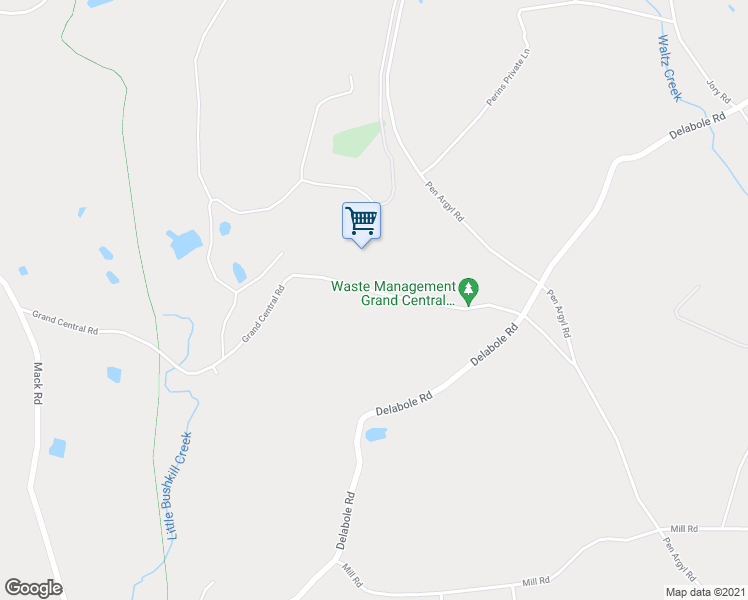 map of restaurants, bars, coffee shops, grocery stores, and more near 848 Grand Central Road in Pen Argyl