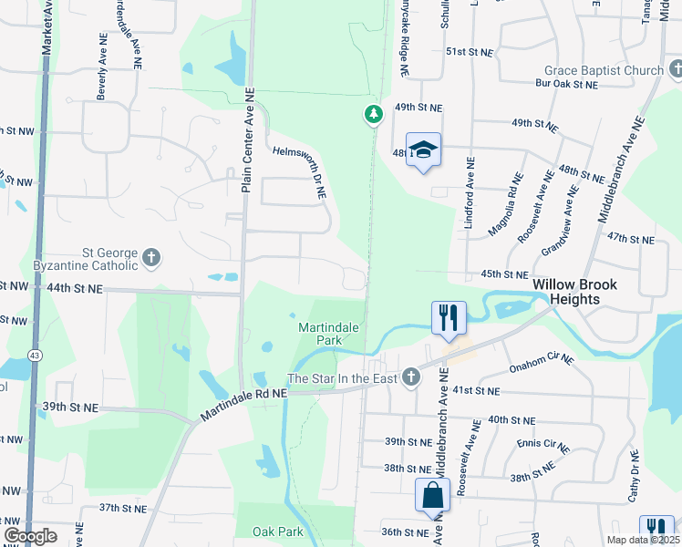 map of restaurants, bars, coffee shops, grocery stores, and more near 1808 Burnham Hills Condos in Canton