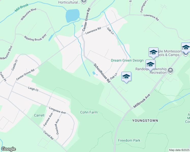 map of restaurants, bars, coffee shops, grocery stores, and more near 48 Schoolhouse Road in Randolph