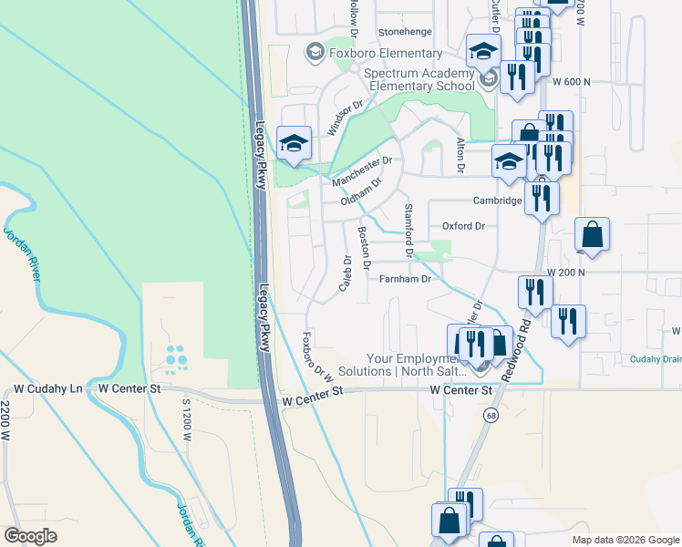 map of restaurants, bars, coffee shops, grocery stores, and more near 247 Caleb Drive in North Salt Lake