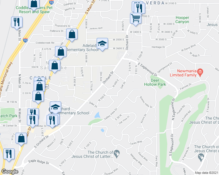 map of restaurants, bars, coffee shops, grocery stores, and more near 231 North 600 East in North Salt Lake