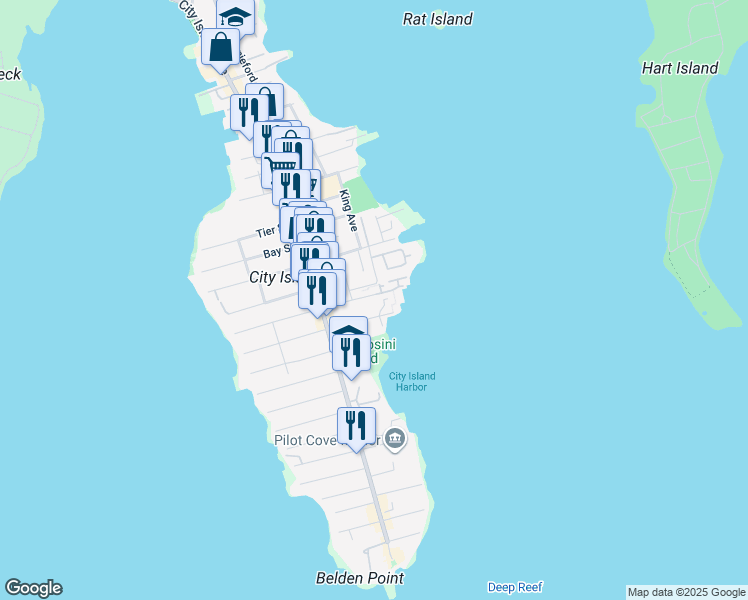 map of restaurants, bars, coffee shops, grocery stores, and more near 1 Leeward Lane in Bronx