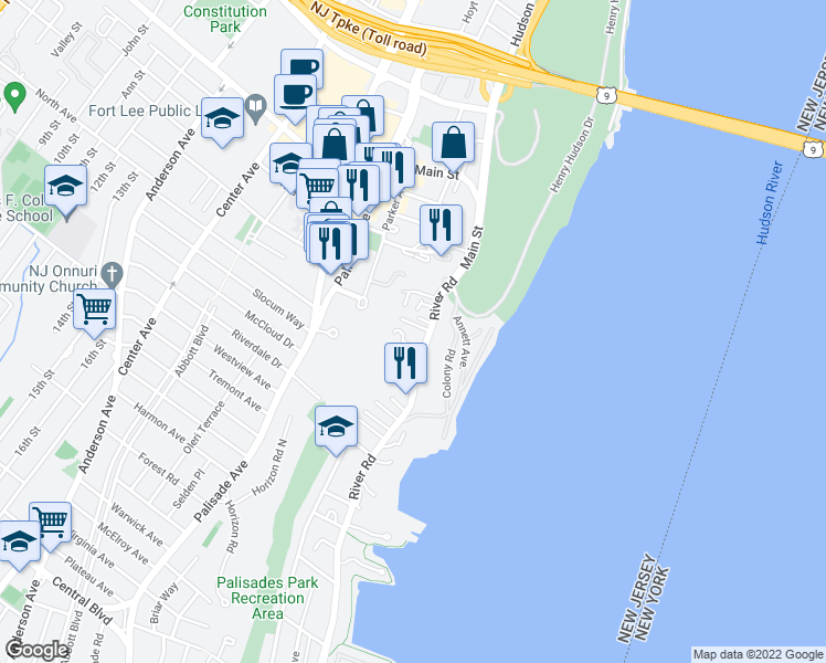 map of restaurants, bars, coffee shops, grocery stores, and more near 24 Leary Lane in Edgewater