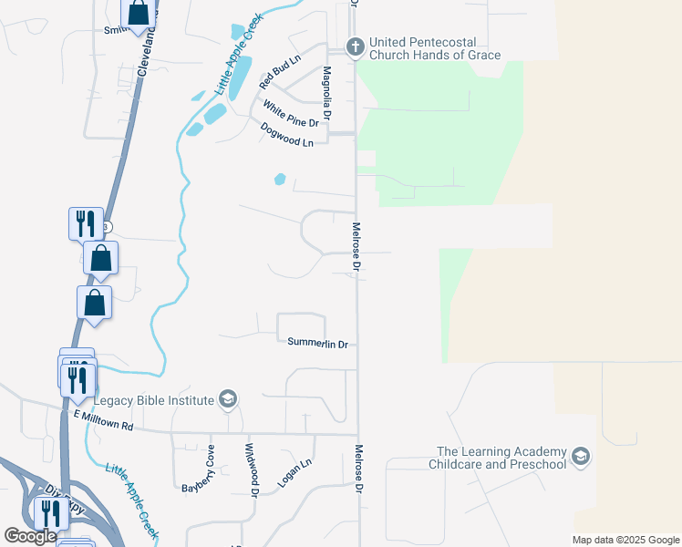 map of restaurants, bars, coffee shops, grocery stores, and more near 1649 Springwood Drive in Wooster