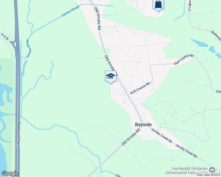 map of restaurants, bars, coffee shops, grocery stores, and more near 1617 Old Arcata Road in Bayside