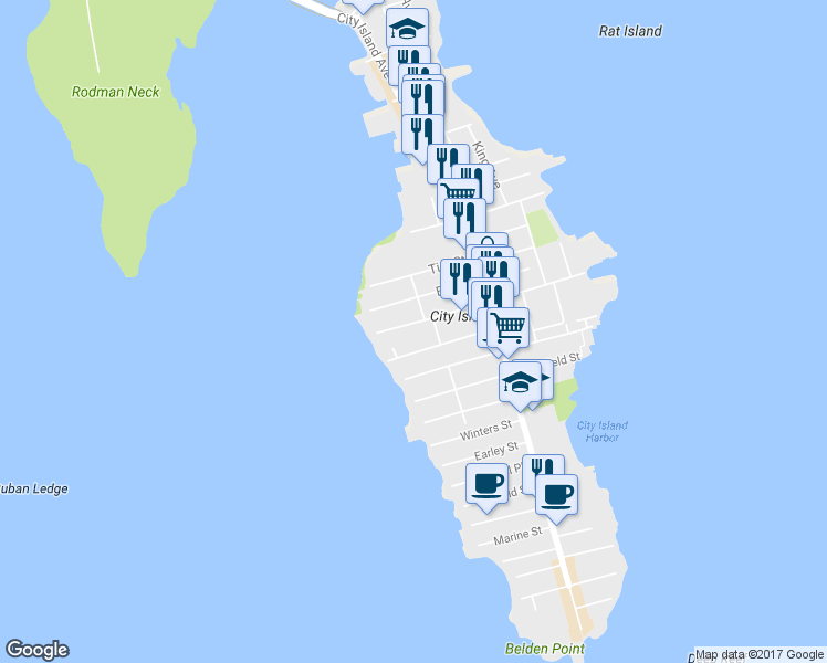map of restaurants, bars, coffee shops, grocery stores, and more near 36 Fordham Street in Bronx