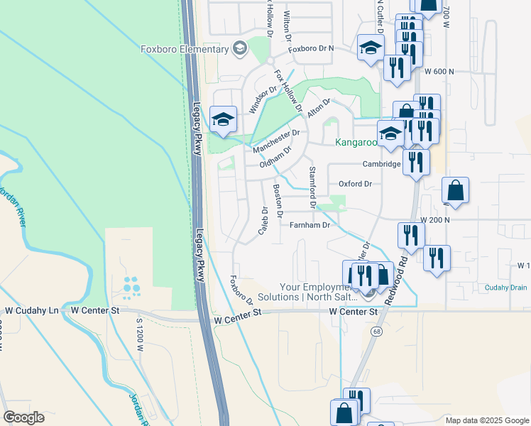 map of restaurants, bars, coffee shops, grocery stores, and more near 247 Caleb Drive in North Salt Lake