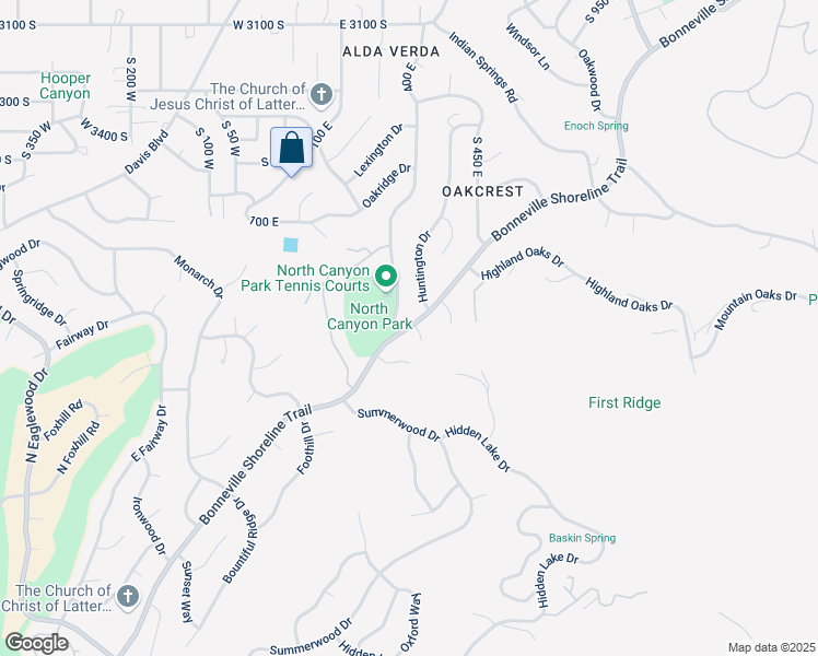 map of restaurants, bars, coffee shops, grocery stores, and more near South Bountiful Boulevard in Bountiful
