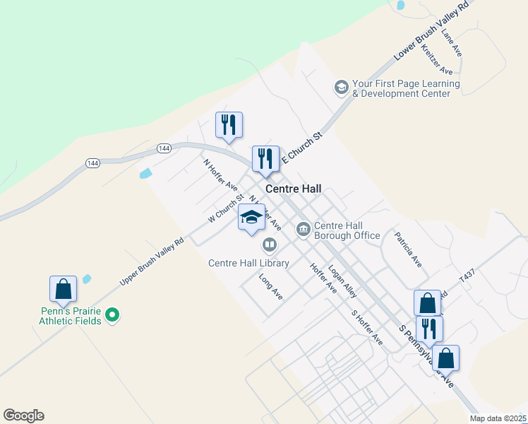 map of restaurants, bars, coffee shops, grocery stores, and more near 211 North Hoffer Avenue in Centre Hall