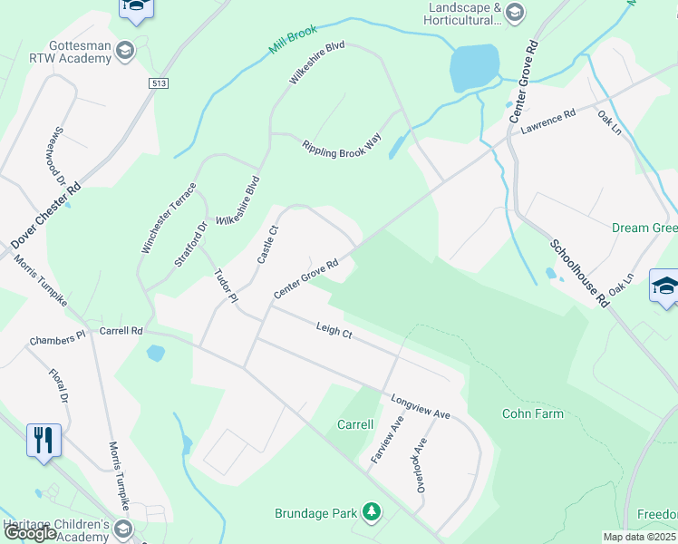 map of restaurants, bars, coffee shops, grocery stores, and more near 269 Center Grove Road in Randolph