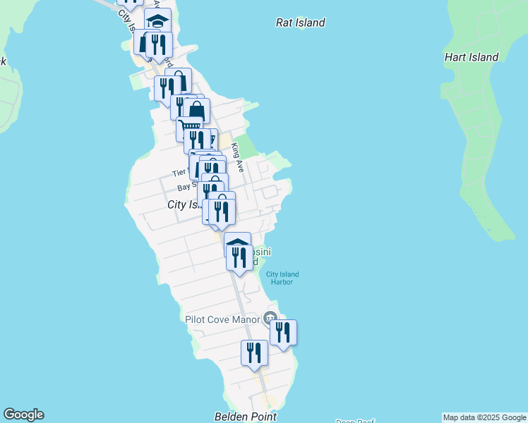 map of restaurants, bars, coffee shops, grocery stores, and more near 1 Leeward Lane in Bronx