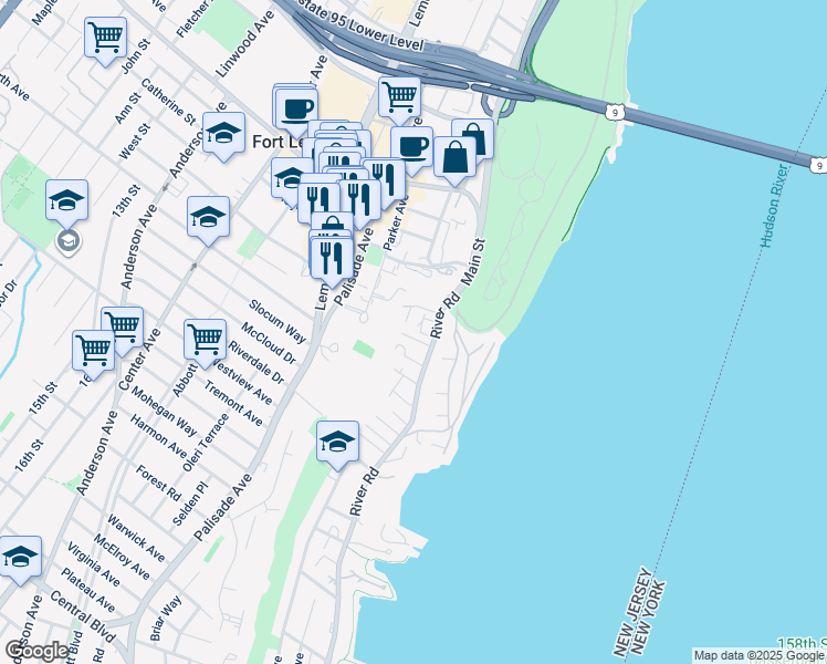 map of restaurants, bars, coffee shops, grocery stores, and more near 24 Leary Lane in Edgewater