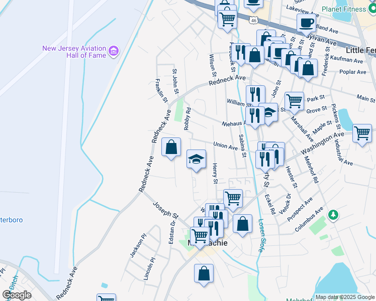 map of restaurants, bars, coffee shops, grocery stores, and more near 5 Teresa Court in Moonachie