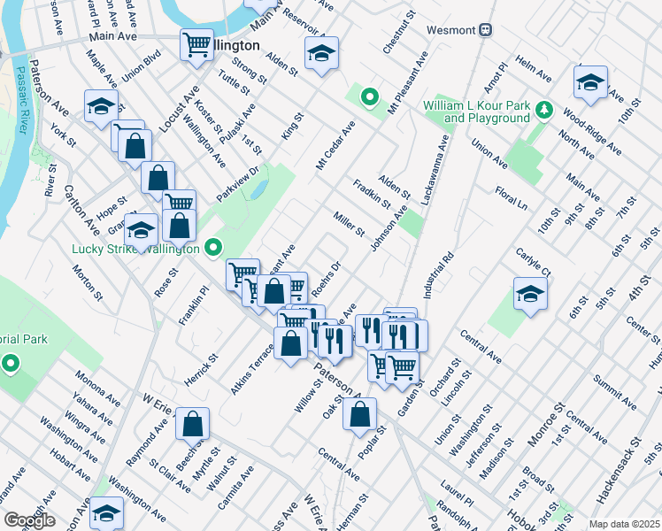 map of restaurants, bars, coffee shops, grocery stores, and more near 73 Roehrs Drive in Wallington