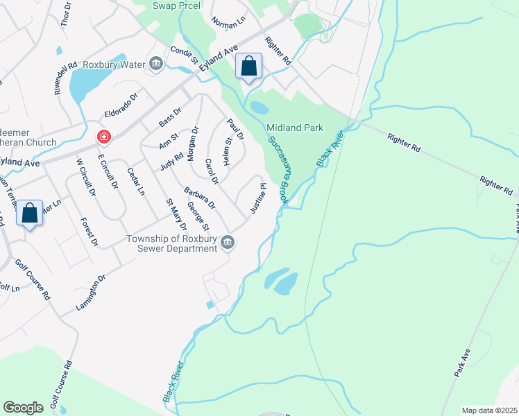 map of restaurants, bars, coffee shops, grocery stores, and more near 31 Justine Place in Roxbury Township