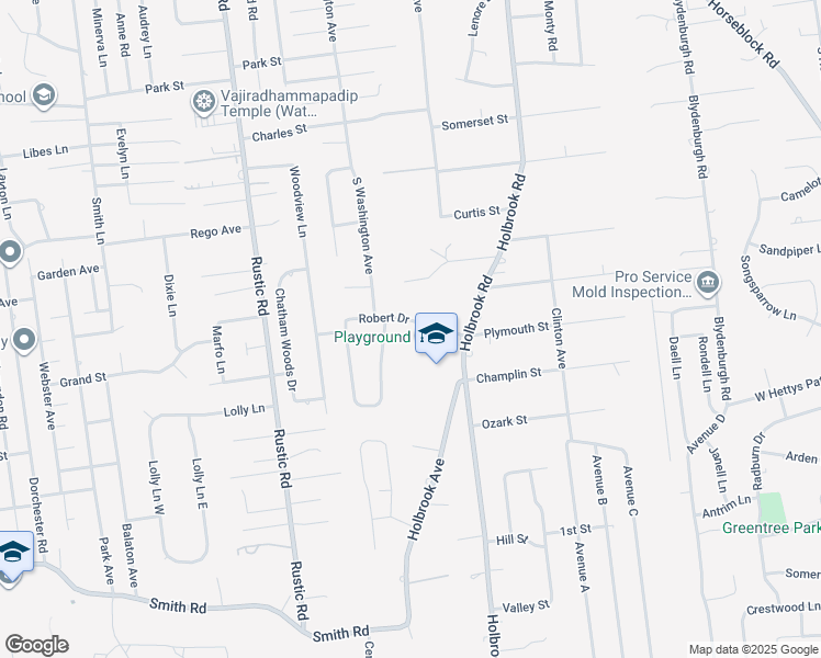 map of restaurants, bars, coffee shops, grocery stores, and more near 10 Robert Drive in Centereach