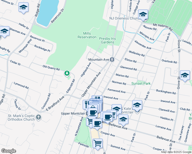 map of restaurants, bars, coffee shops, grocery stores, and more near 418 County Route 620 in Montclair